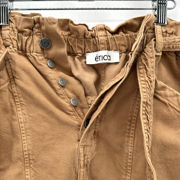 Etica Wade Relaxed Trouser Pants Brown Size S Preppy Sustainable Boho Capsule - Picture 10 of 11